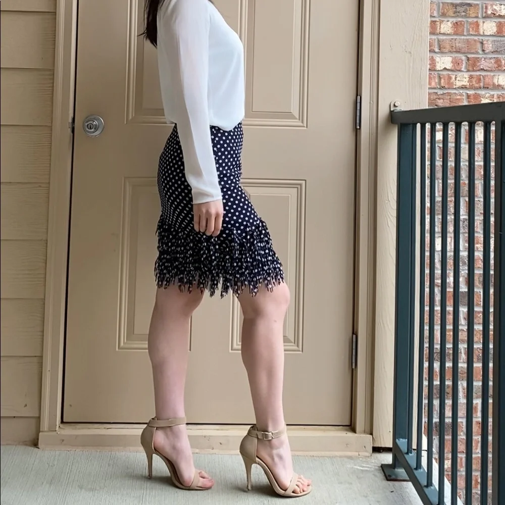 Ann Taylor polka dot fringe skirt 0